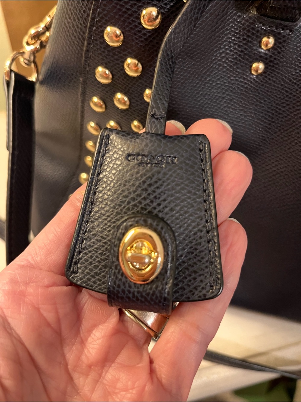 Coach Margot Studded Carryall Midnight Blue Leather F35274 Excellent Condition - Picture 4 of 13
